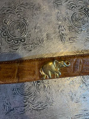 Vintage Leather Belt with Gold Animals thumbnail 3