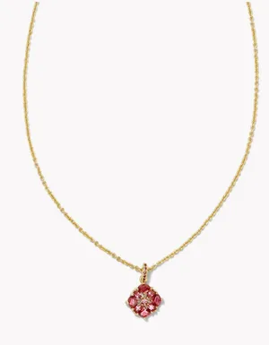 Kendra Scott Dira Gold Crystal Short Pendant Necklace in Pink Mix thumbnail 1