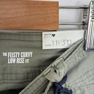 Wallflower Green Feisty Curvy Low Rise Fit Cargo Flare Pants Juniors 11/30 thumbnail 4