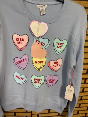 Better together blue Valentine’s Day candy heart sweatshirt size small thumbnail 3