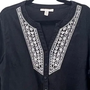 JM‎ Collection Linen Tunic 14 Bohemian Island Eclectic Summer Vacation Relaxed thumbnail 4