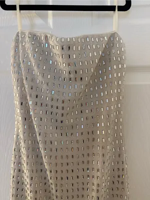 NWT Windsor strapless Champagne Sequin Mini Slip Dress thumbnail 2