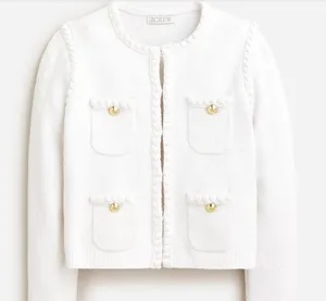 NWT J.Crew Odette Lady Jacket Cardigan Womens M White Gold Button Boucle thumbnail 1