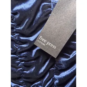 Free‎ Press Velour Velvet Mini Dress M Navy Blue Ruched Party Shimmer Glam NWT thumbnail 5