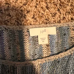J Jill Striped Knit Sweater Pullover Long Sleeve‎ Blue Grey XS thumbnail 2