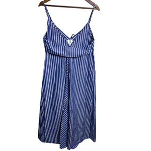 Rebecca Taylor Marseille Stripe Dress 10 Blue White Tie Front Cotton Midi thumbnail 3