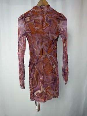 NWT House of CB Dylan Purple Printed Mesh Lace Up Mini Dress Size‎ 4 thumbnail 9