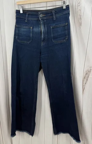 Zara Women’s 10 Marine Wide Leg Flare Denim Jeans thumbnail 1