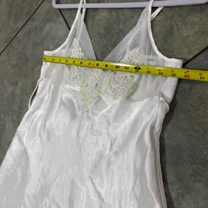 Delicates Intimate Nightgown/Slip White Lace Florals Sz M Bridal Honeymoon Vacay thumbnail 6