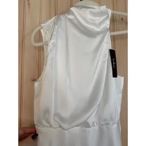 NWT Lulus Distinctive Charm White Satin Asymmetrical Midi Dress Wedding Size M thumbnail 6