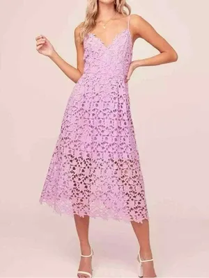 ASTR The Label Sleeveless Lace Fit & Flare Midi Dress Light Orchid thumbnail 3