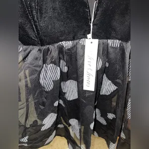 For Love & Lemons Alexandra Mini Dress Black Hearts NWT thumbnail 5