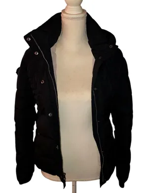 Abercrombie & Fitch Black Hooded Puffer Jacket thumbnail 1