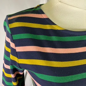 J. Crew Striped Knit‎ Midi Dress Long Sleeve Pink Green Yellow Navy Size 2 New thumbnail 2
