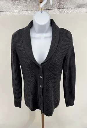 Brooks Brothers 346 Merino Wool Cable Knit Cardigan X-Small Gray Preppy thumbnail 1