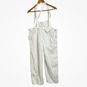 Free People Denim Overalls Size S White Tie Waist Dungarees Utility Jumpsuit thumbnail 3