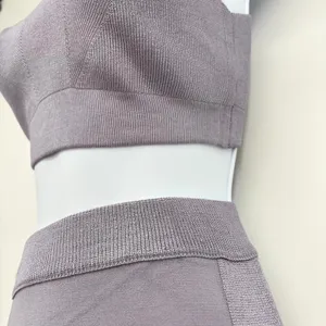 Intimately Free People Knit Two Piece Set Women L Purple Ribbed‎ Pants Lounge thumbnail 5