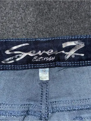 Seven7 Jeans Slim Boot Cut Dark Wash Embroidered Flap Pocket Womens 12 Stretch thumbnail 7