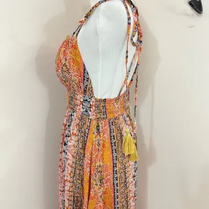En Creme Boho Mixed Print Floral Stripe Halter Dress S NEW thumbnail 4