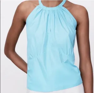 ZARA Light Blue Halter Neck Sleeveless Top thumbnail 1