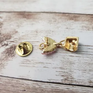Pin / Brooch Gold Tone Angel with Pink Wings Carrying "Baby" Carrier thumbnail 4