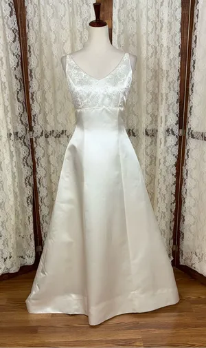 Elegant Vintage 90s Couture Collection Empire Waist Wedding Gown thumbnail 1