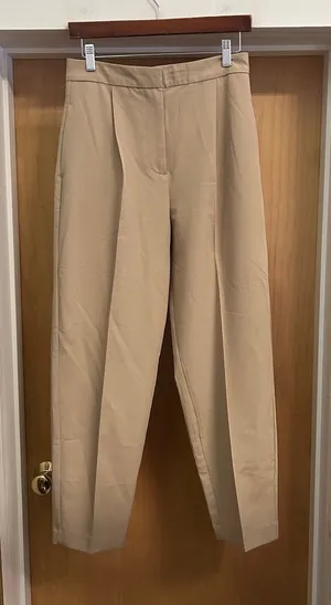 Zara Khaki High Rise Interview Office Vixen Trousers - size S thumbnail 1