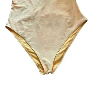 Yellow Beachy Cut Out Plunge One Piece Adjustable Straps Swimming Suit Sz M/L thumbnail 5
