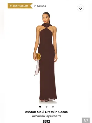 Amanda Uprichard Cocoa Halter Ashton Maxi Dress thumbnail 4