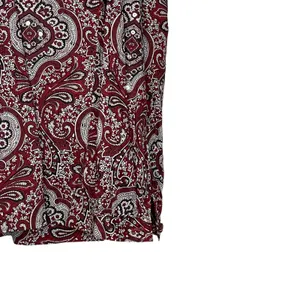 Talbots Blouse Size Small Burgundy White Floral With Sequin‎ 100% Cotton Womens thumbnail 3