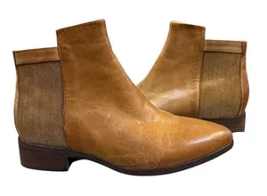 Antelope Carson‎ Bootie Size 37 US 6-7 Taupe Brown Metallic Insert Distressed thumbnail 1