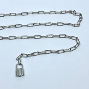 Vintage Y2K Cyberpunk Silver Padlock Chain Belt, Fits Up to 37 Inches, X7GA1226 thumbnail 7