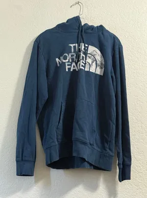 THE NORTH FACE Sweater Adult M Blue White BIG LOGO Spell Out Hoodie Outdoor thumbnail 1