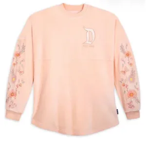 Disney Parks Peach Floral Sleeve Velour Embroidered Disneyland Spirit Jersey M thumbnail 1