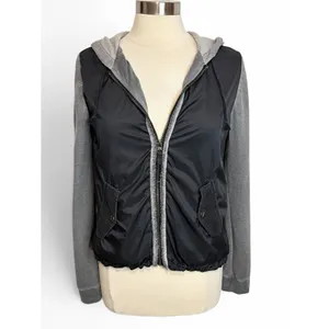 FREE PEOPLE Mixed Media‎ Full Zip Windbreaker Sweatshirt Hoodie, Medium thumbnail 3