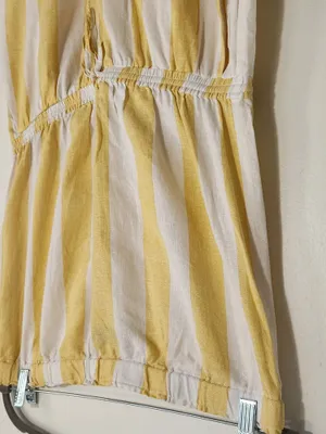 Soho by New York & Company Yellow Stripe Strapless Jumpsuit Size Large NWT thumbnail 4