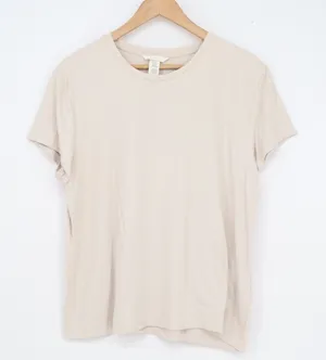HM Womens XXL Beige Short Sleeve Crew Neck Stretch Nylon Spandex Basic T-Shirt thumbnail 1