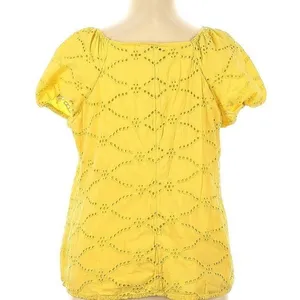 Lane Bryant 16 Eyelet Blouse Bright Yellow Cotton thumbnail 3