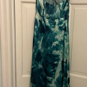 Beautiful silk green tie dye satin maxi thumbnail 5