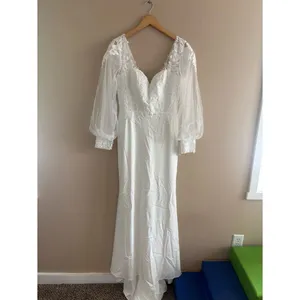 Lulus Timeless Adoration White Embroidered Bishop Sleeve Maxi Dress Size Medium thumbnail 5