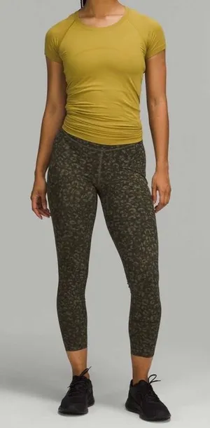 LULULEMON- Base Pace High-Rise Tight 25" Intertwined Camo Medium Olive Size 6 thumbnail 1