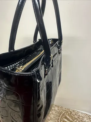 kate spade Black Patent Satchel with Embossed Circle Pattern thumbnail 14