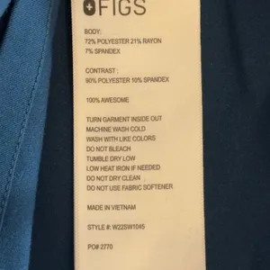 324‎ | FIGS Womens XL Notched Neck Scrub Top Teal Medical Healthcare Uniform thumbnail 4