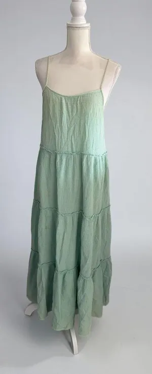 EASEL Green Tiered Maxi Dress Size Small Womens thumbnail 1