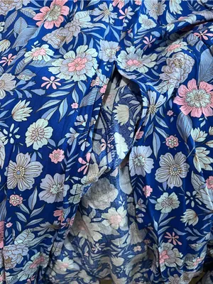 Abel The Label Blue Pink Floral Tie Back Bell Cottage Front Slit Maxi‎ Dress thumbnail 12