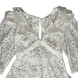 For Love & Lemons Women’s Santo Shorts Romper in White Lace Size Small thumbnail 4