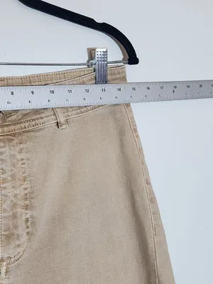 MNG Catherine Distressed Tan Wide Leg Jeans with Cut-Off Hem Size 8 thumbnail 8