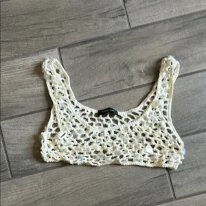 White Fox Boutique Cream Crochet Crop Top thumbnail 2