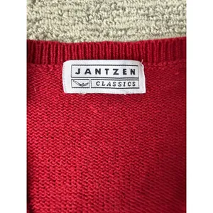 Jantzen 1980s Classics‎ Vintage Red Embroidered Button Sweater Vest Cottagecore thumbnail 5