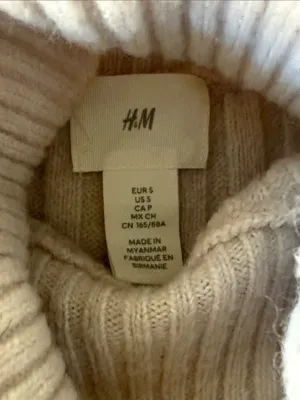 H&M Ribbed Turtleneck Sweater - Light Cream thumbnail 4